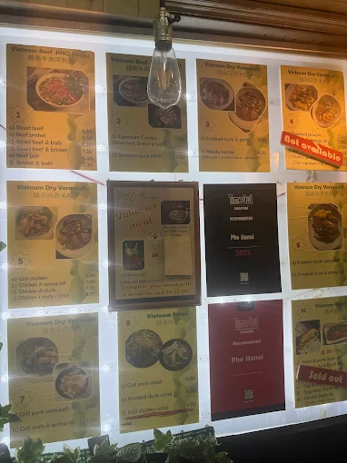 pho hanoi menu