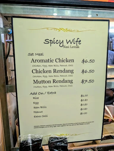 spicy wife nasi lemak menu