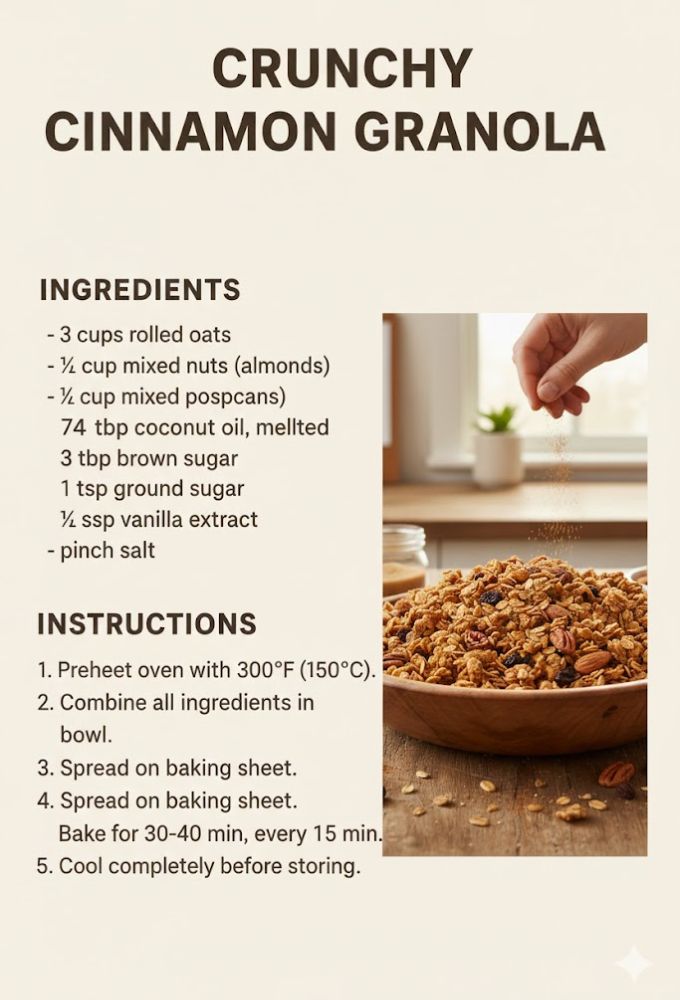 Crunchy Cinnamon Granola Recipe